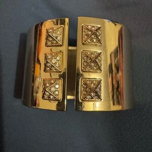 Victoria’s Secret Gold Crystal Studded Cuff Bracelet Bold Glam Statement